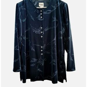 R&M Richards Jacket Sz 14 Green Velvet Rhinestone Top
